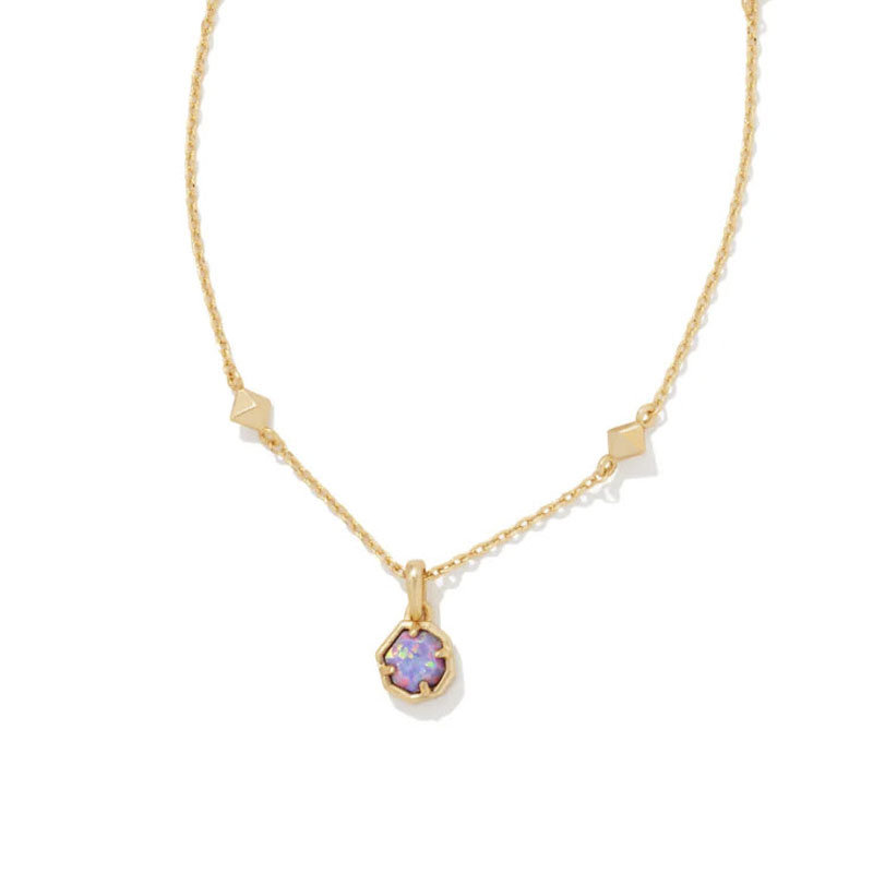 Kendra Scott Nola Gold Tone Pendant Necklace In Lavender Kyocera Opal ...