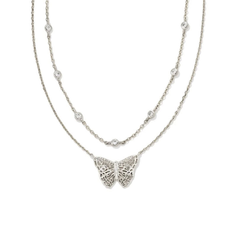 Kendra Scott Hadley Butterfly Multi Strand Necklace in Silver Tone ...