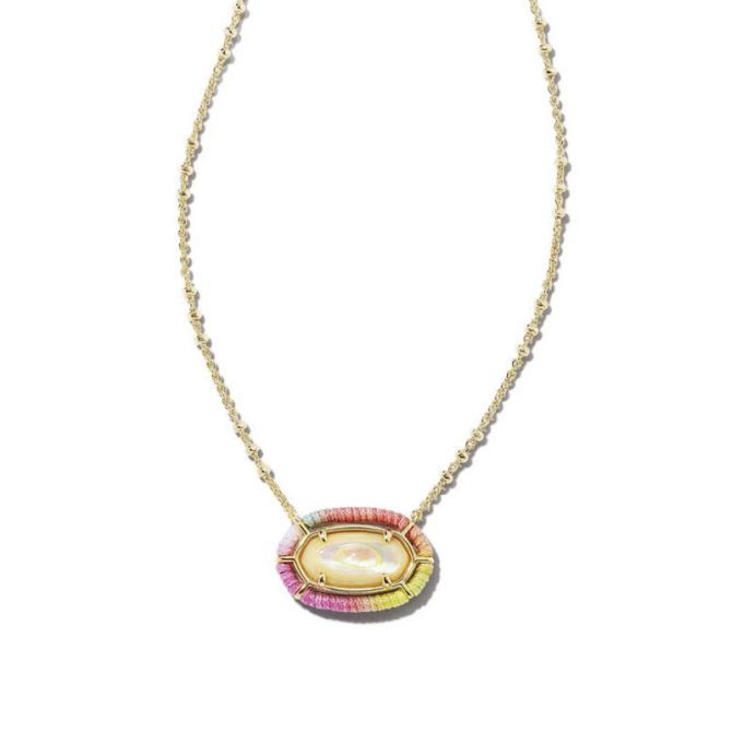 Kendra Scott Threaded Elisa Gold Tone Pendant Necklace in Pastel Mix