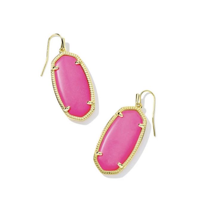 Kendra Scott Elle Gold Tone Drop Earrings in Neon Pink Magnesite