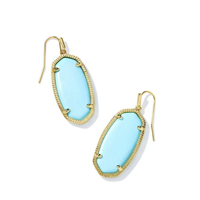 Kendra Scott Elle Gold Tone Drop Earrings in Light Blue Magnesite