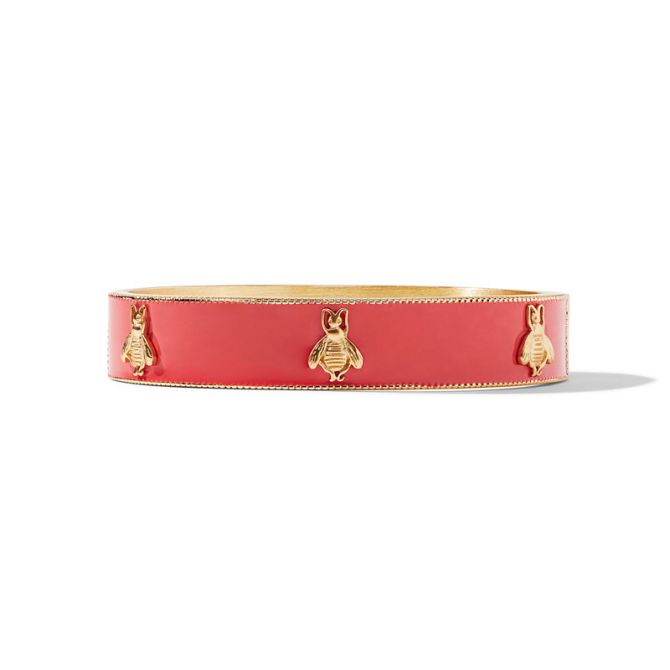 Julie Vos Bee Enamel Hinge Bangle in Coral