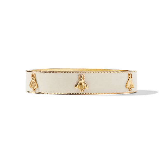 Julie Vos Bee Enamel Hinge Bangle in Ivory