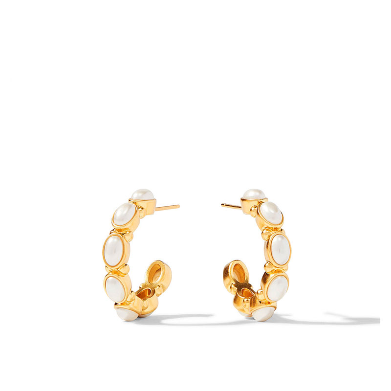 Julie Vos Mykonos Medium Hoop Earrings in Pearl | HP068GPL-M | Borsheims