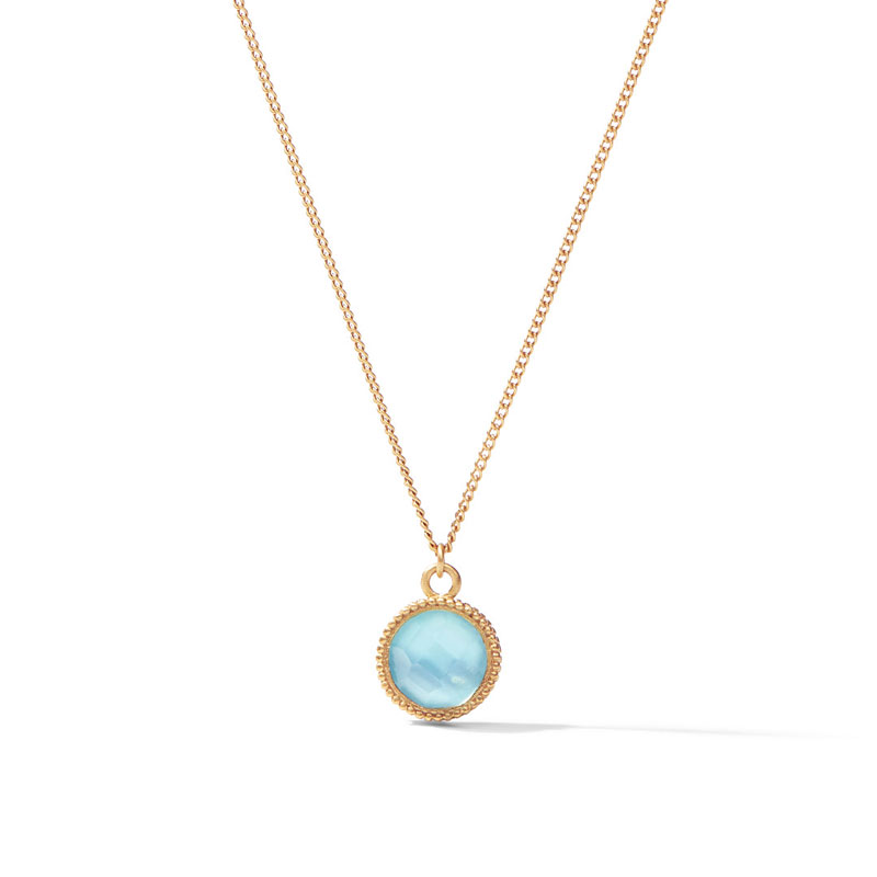 Julie Vos Fleur de Lis Solitaire Necklace in Iridescent Bahamian Blue ...