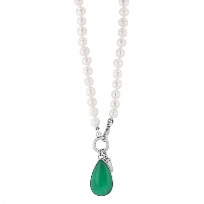 Pearly Girls Lucy Ring Pearl and Chrysocolla Pendant Necklace