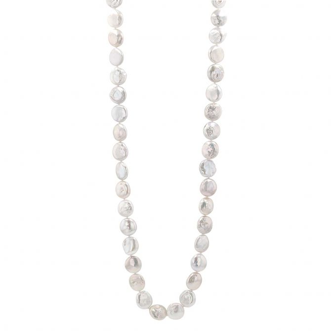 Pearly Girls Coin Pearl Necklace, 34"