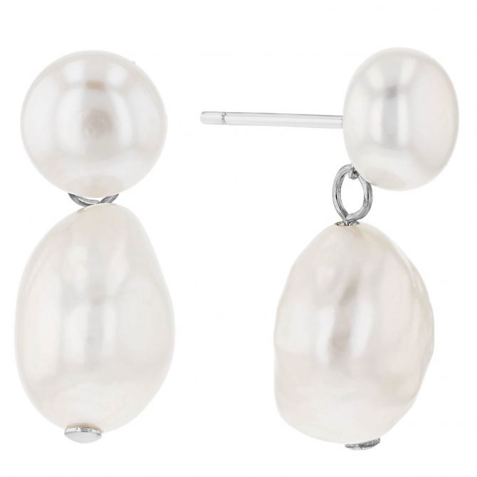 Pearly Girls Baroque and Button Pearl Earrings