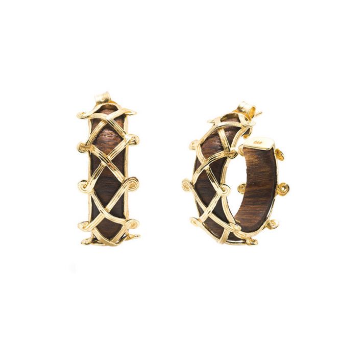 Capucine De Wulf Earth Goddess Hoop Earrings, Teak