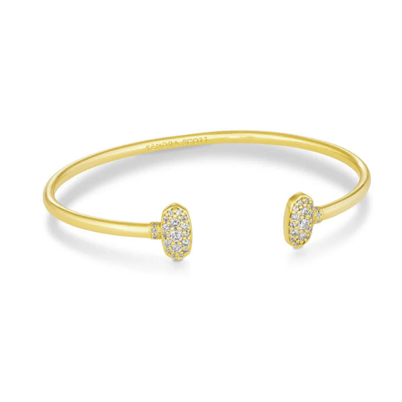 Kendra Scott Grayson Gold Tone Cuff Bracelet in White Crystal ...