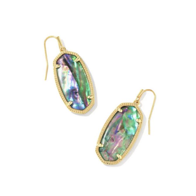 Kendra Scott Elle Gold Tone Drop Earrings in Lilac Abalone