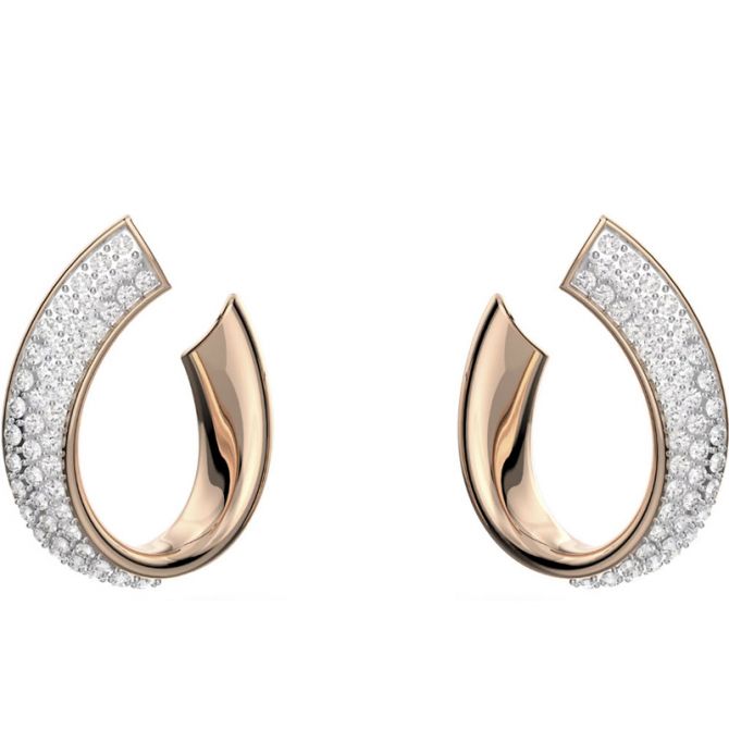 Swarovski Exist Small Hoop Earrings, White and Rose Gold Tone Plated