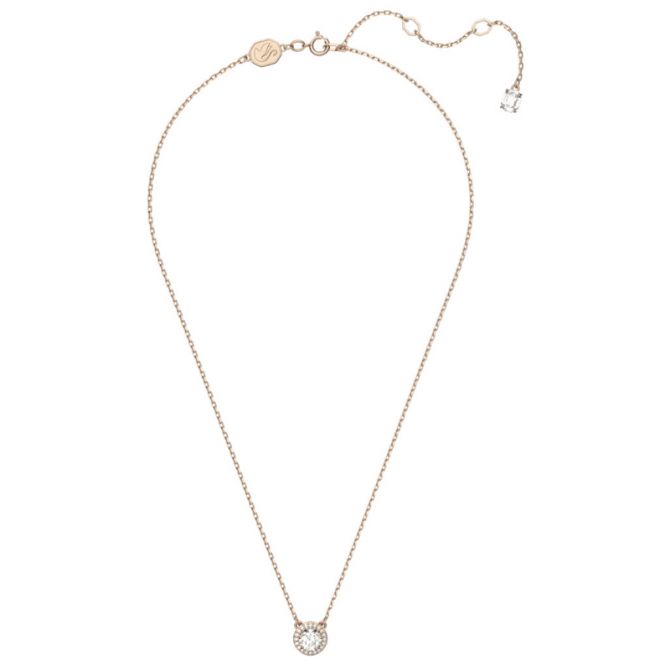 Swarovski Constella Round Cut Pave Pendant Necklace, White and Rose Gold Tone Plated