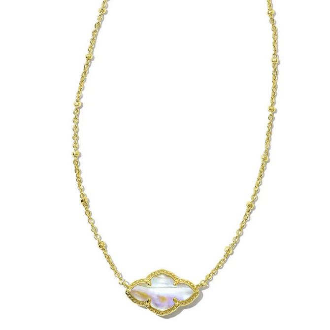 Kendra Scott Abbie Gold Tone Pendant Necklace in Iridescent Abalone