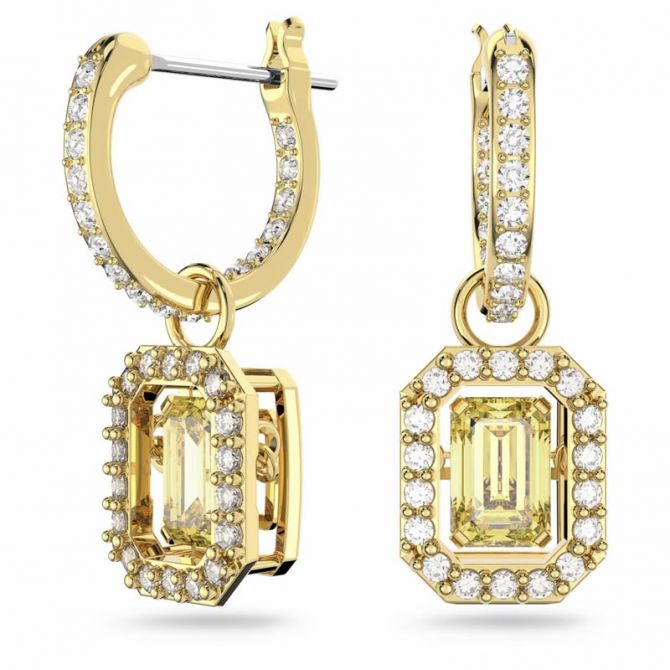 Swarovski Octagon Cut Millenia Drop Earrings, Yellow and Yellow Gold Tone