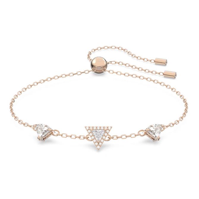 Swarovski Ortyx Triangle Cut Bracelet, White and Rose Gold Tone Plated