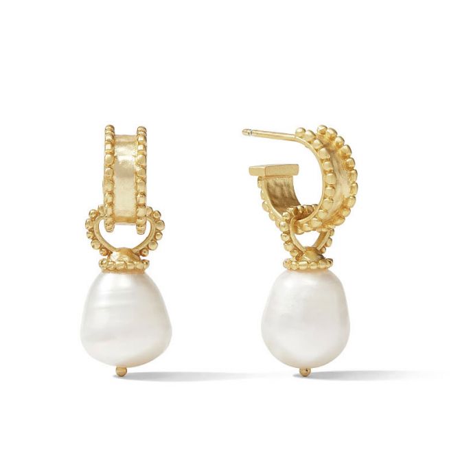 Julie Vos Marbella Pearl Hoop and Charm Earrings