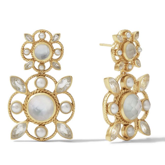 Julie Vos Monaco Statement Earrings, Iridescent Clear Crystal