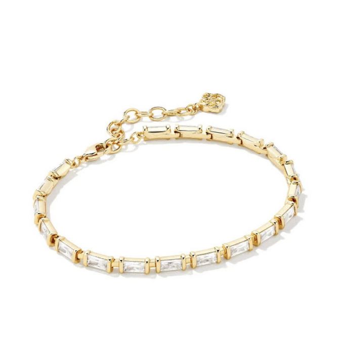 Crystal Letter K Gold Delicate Chain Bracelet in White Crystal