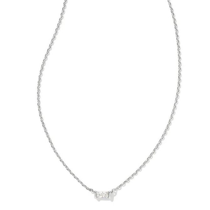 Kendra Scott Juliette Silver Tone Pendant Necklace in White Crystal