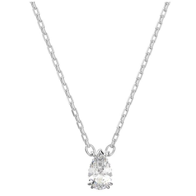 Mesmera Y necklace, Mixed cuts, White, Rhodium plated