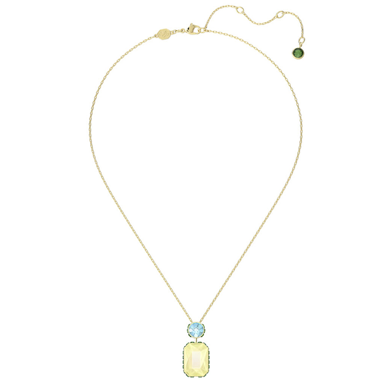 Swarovski Orbita Octagon Cut Necklace, Multicolored and Yellow Gold ...