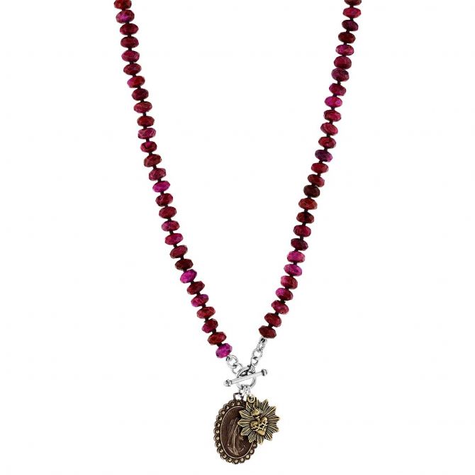 Miracle Icons By Mary Jo Pane Multi Facet Pink Agate Necklace, 20"