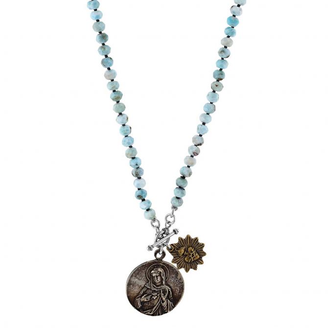 Miracle Icons By Mary Jo Pane Larimar Rondell Necklace, 18"