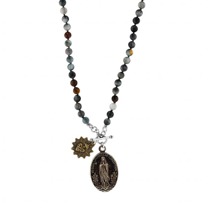 Miracle Icons By Mary Jo Pane Eagle Eye Jasper Necklace, 16"