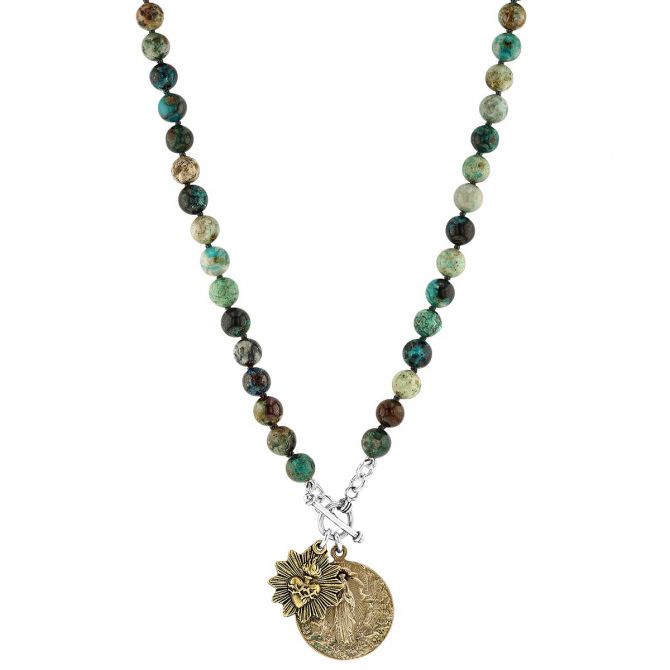 Miracle Icons By Mary Jo Pane Chrysocolla Necklace, 20"