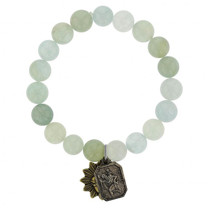 Miracle Icons By Mary Jo Pane 10mm Aquamarine Bracelet