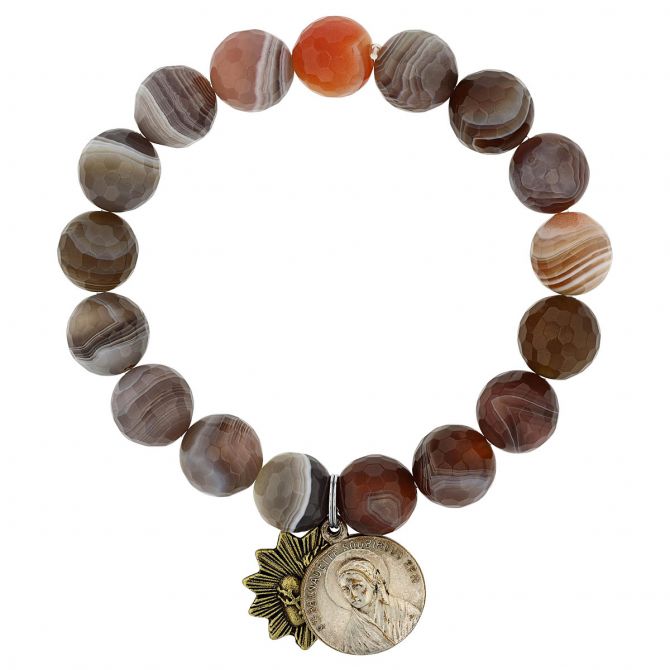 Miracle Icons By Mary Jo Pane 12mm Botswana Agate Bracelet