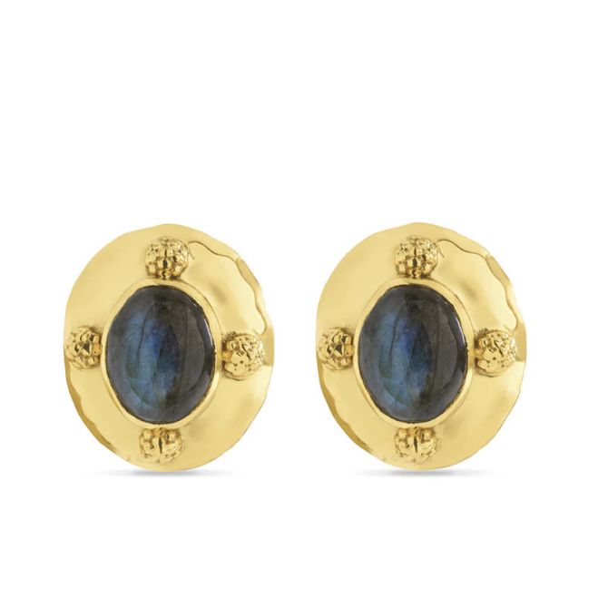 Capucine De Wulf Cleopatra Oval Earrings, Blue Labradorite