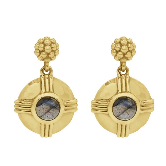 Capucine De Wulf Cleopatra Round Drop Earrings, Blue