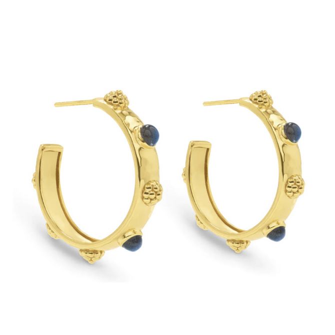 Capucine De Wulf Cleopatra Hoop Earrings, Blue Labradorite