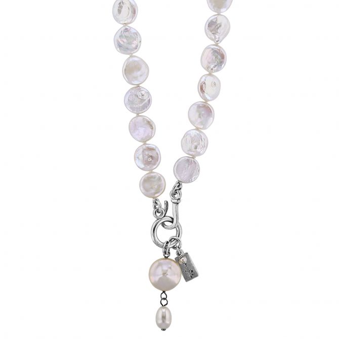 Pearly Girls Coin Pearl Drop Pendant Necklace, 18"