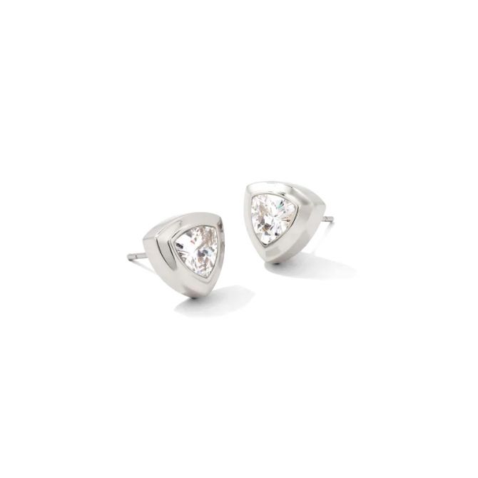 Kendra Scott Silver Tone Arden Stud Earrings in White Crystal