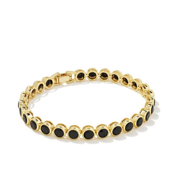 Kendra Scott Carmen Gold Tone Tennis Bracelet in Black Spinel