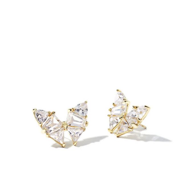 Kendra Scott Blair Gold Tone Butterfly Stud Earrings in White Crystal