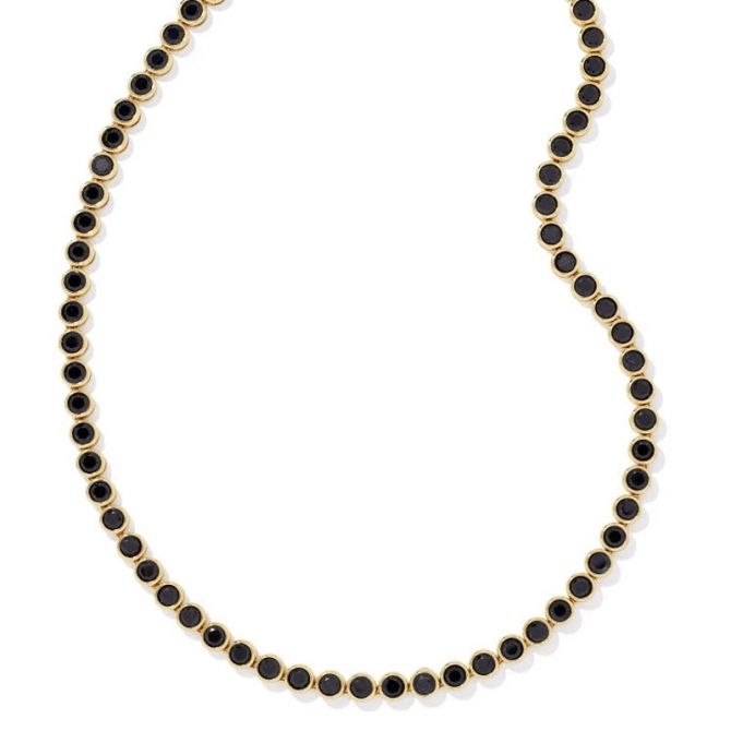 Kendra Scott Carmen Gold Tone Tennis Necklace in Black Spinel