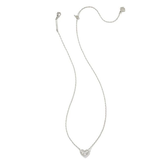 Ari Gold Pave Crystal Heart Necklace in White Crystal