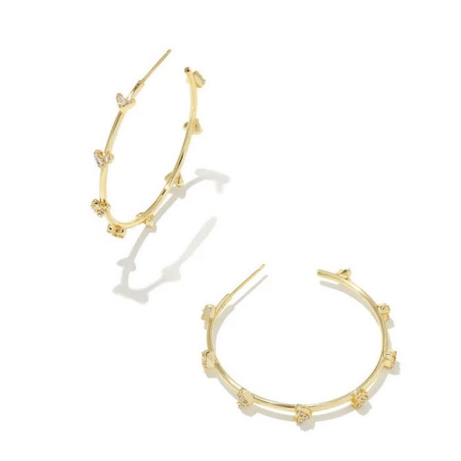 Kendra Scott Haven Heart Hoop Earrings in Pink Crystal, Gold-Plated | REEDS  Jewelers