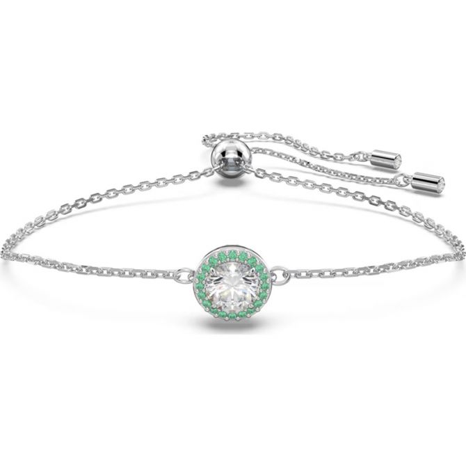 Swarovski Constella Pave Round Halo Bolo Bracelet, Green and White Crystal