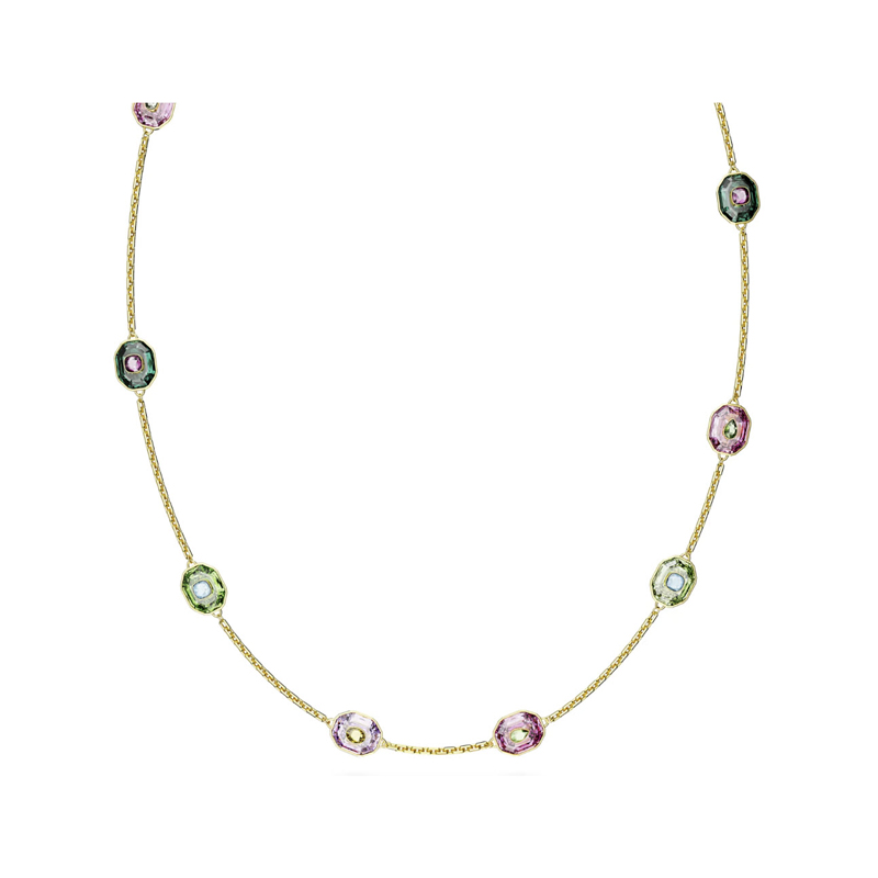 Swarovski Chroma Octagon Cut Multicolored Necklace, Gold Tone Plated ...