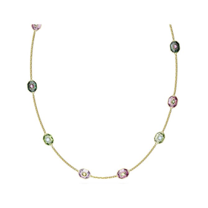 Swarovski Chroma Octagon Cut Multicolored Necklace, Gold Tone Plated