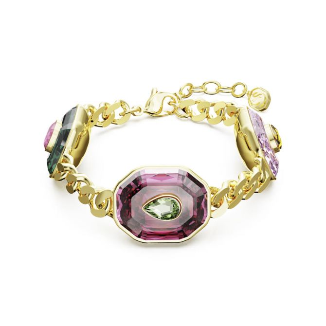 Swarovski Chroma Mixed Cuts Multicolored Bracelet, Gold Tone Plated