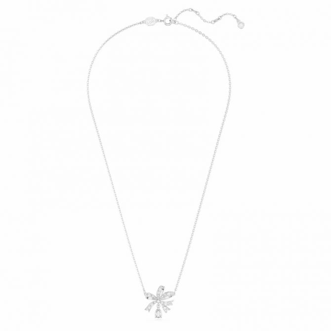 Swarovski Bow Volta White and Rhodium Plated Pendant Necklace, Small