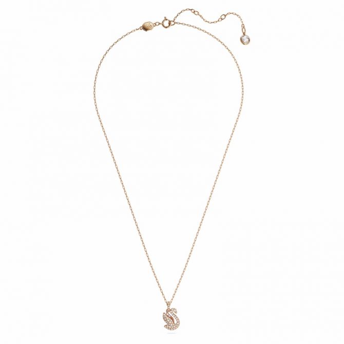 Swarovski Icon Swan Pendant Necklace, White and Rose Gold Tone Plated