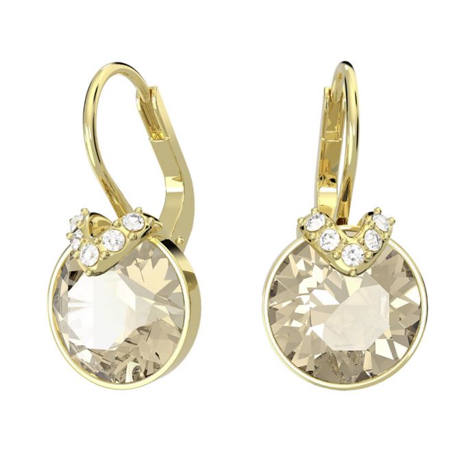 Swarovski Bella V Round Cut Drop Earrings, Gold Tone Plated