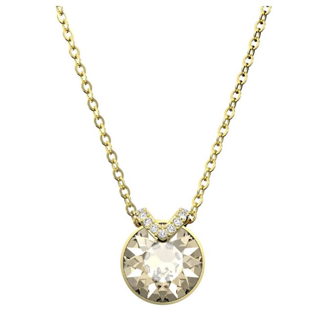 Swarovski Bella V Round Cut Necklace, Gold Tone Plated